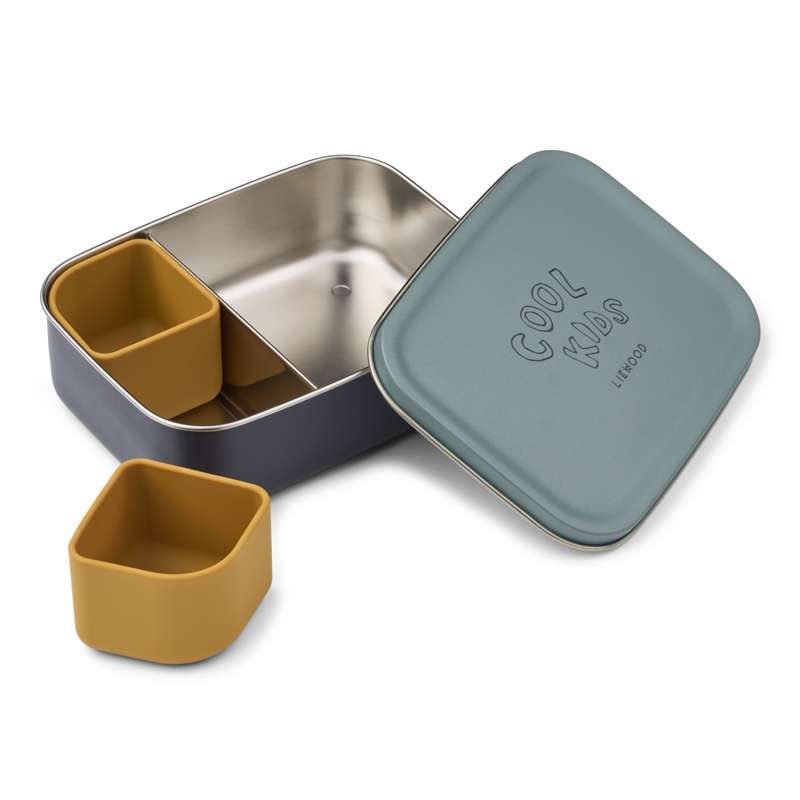 Liewood Nina Lunchbox - Steel/Silicone - Cool kids/Dusty Peppermint 