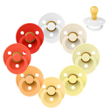 Bibs Round Colour Pacifier - bundle - 8 pcs. - sz. 1 - Let The Sunshine In 