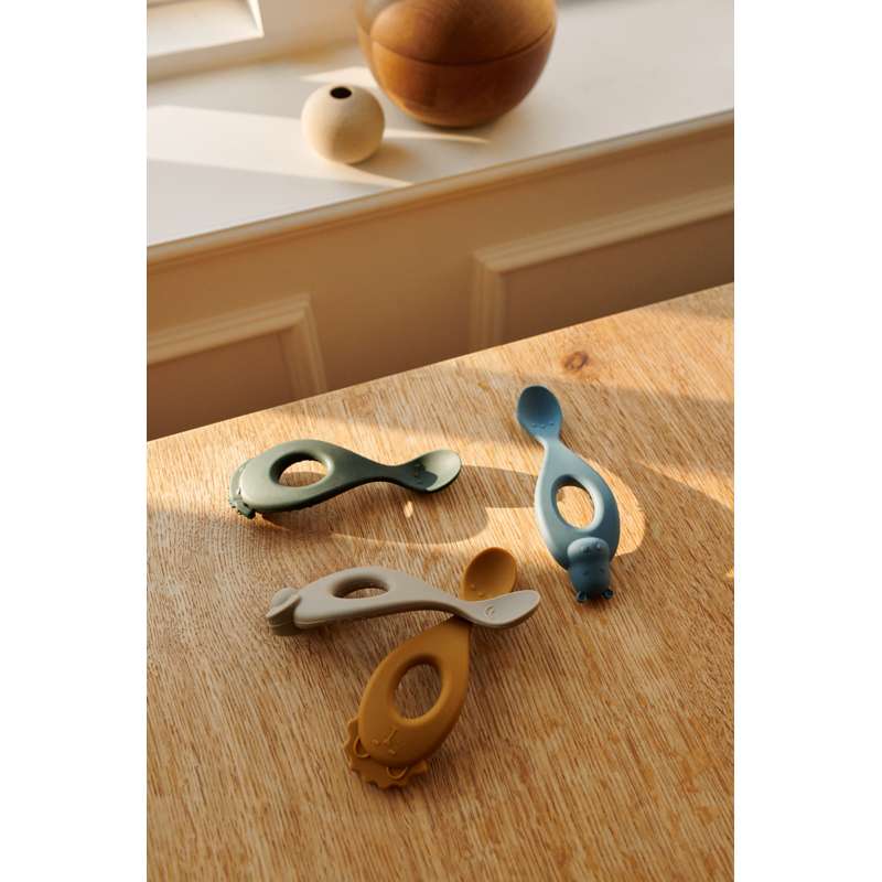 Liewood Liva Bløde Babyskeer - 4-pak - Silicone - Safari/Blu Multi Mix 