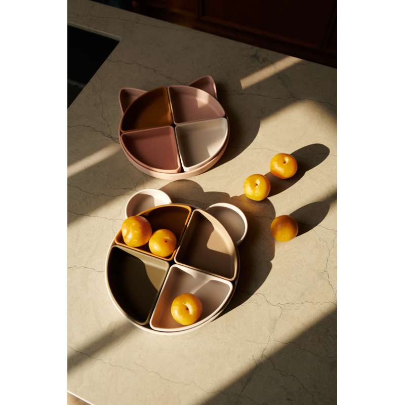 Liewood Arne Talíř s 4 vložkami - Silikon - Cat/Rose Multi Mix 