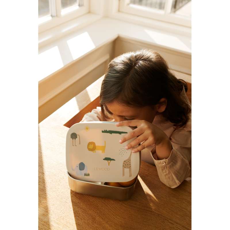 Liewood Артър Руминдделт Кутия за храна - Стомана/Силикон - Сафари/Пясъчен микс 