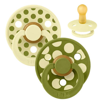 BIBS Rund Colour Sut - 2-Pak - Str. 2 - Naturgummi - Mix Polka Studio - Luna/Wasabi