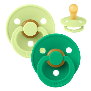 BIBS Round Colour pacifier - 2-Pack - sz. 1 - natural rubber - Matcha/Cactus 