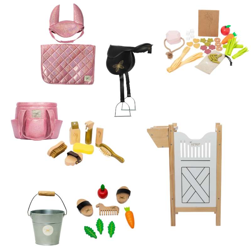 By Astrup Stable and Equipment Package for Riding Horses - Maxi - Pink Glitter 