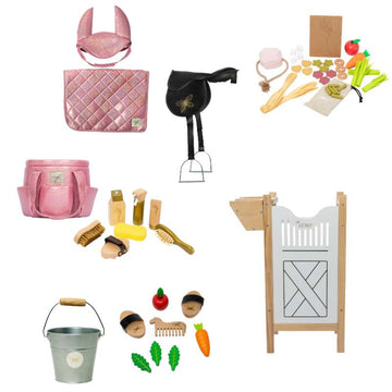 By Astrup Stable and Equipment Package for Riding Horses - Maxi - Pink Glitter 