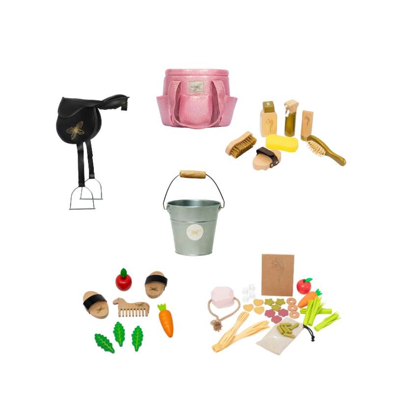 By Astrup Stable and Equipment Package for Riding Horses - Midi - Pink Glitter 