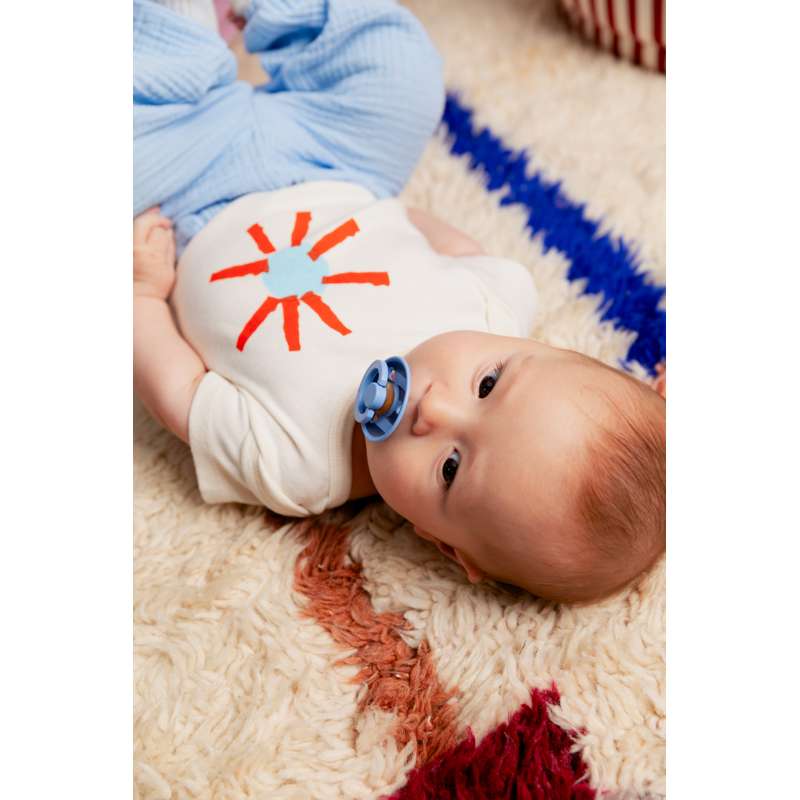 Sucette BIBS ronde Colour - lot de 2 - Taille 2 - Caoutchouc naturel - Pin Studio - Sky Blue/Sky Blue