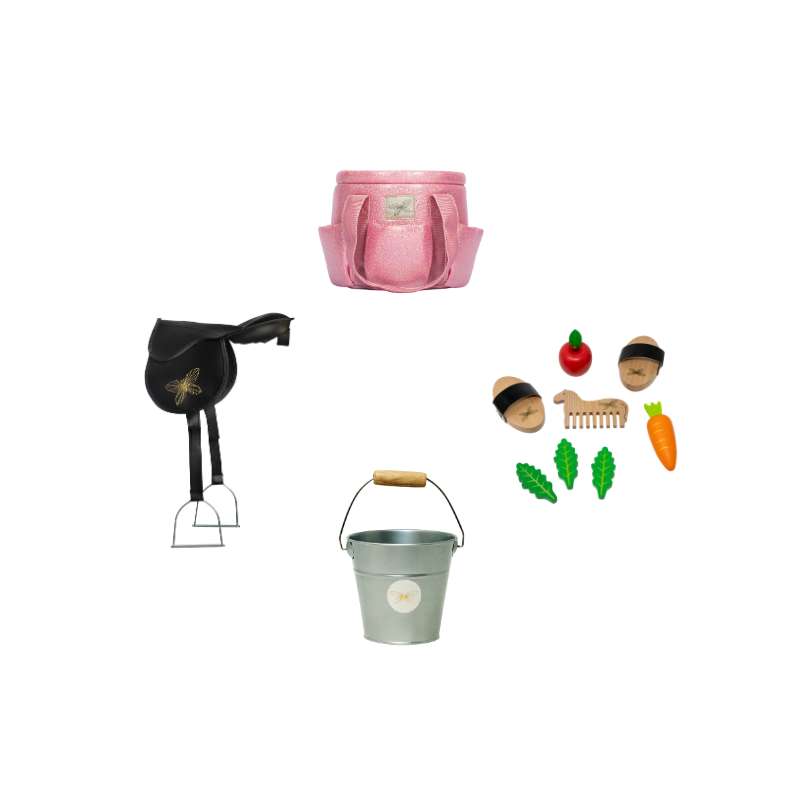 By Astrup Stable and Equipment Package for Riding Horses - Mini - Pink Glitter 
