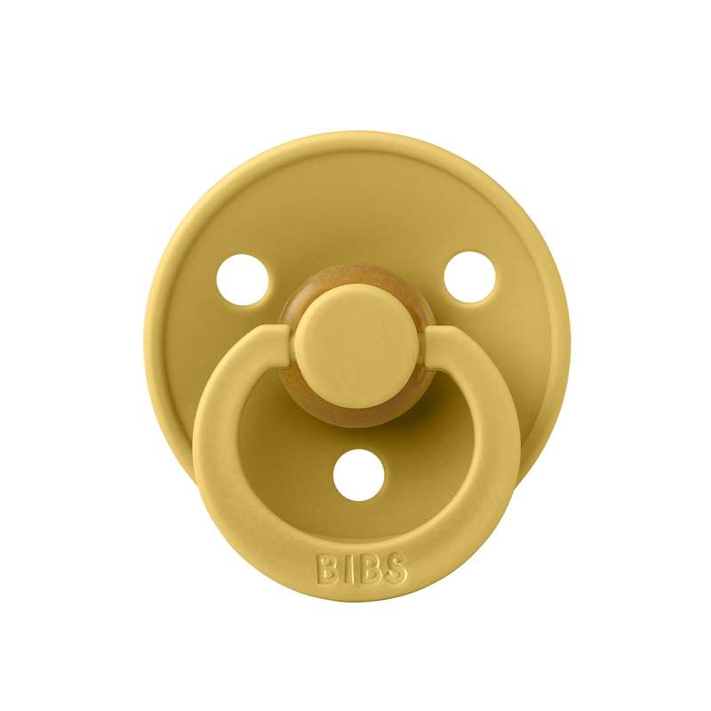 Bibs Round Colour Pacifier - sz. 2 - natural rubber - Mustard 