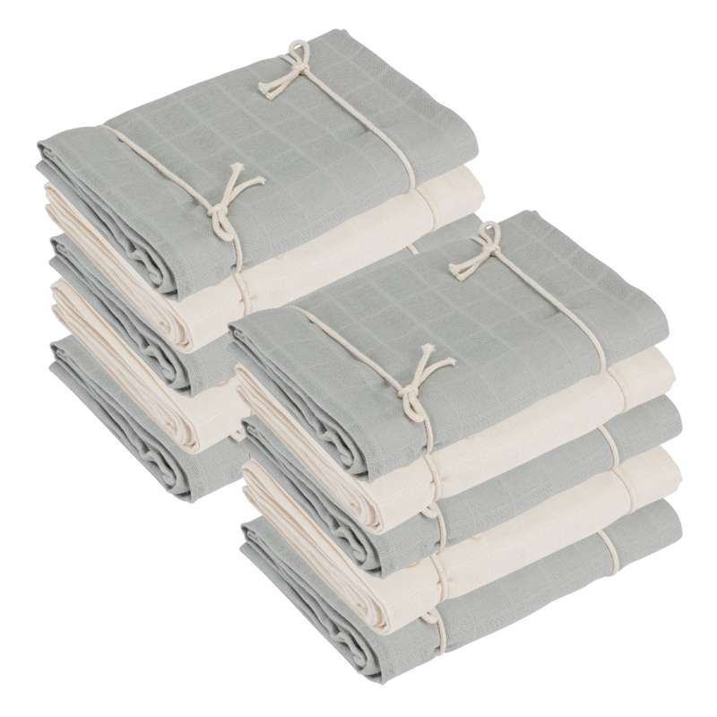 Naturebaby Ecologische Luierdoeken/Minisnoer - 10-pack - Blue Fox/Wit 