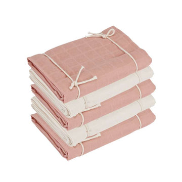 Naturebaby Økologiske Stofbleer/Minisvøb - 5-pak - Rose Cloud/White