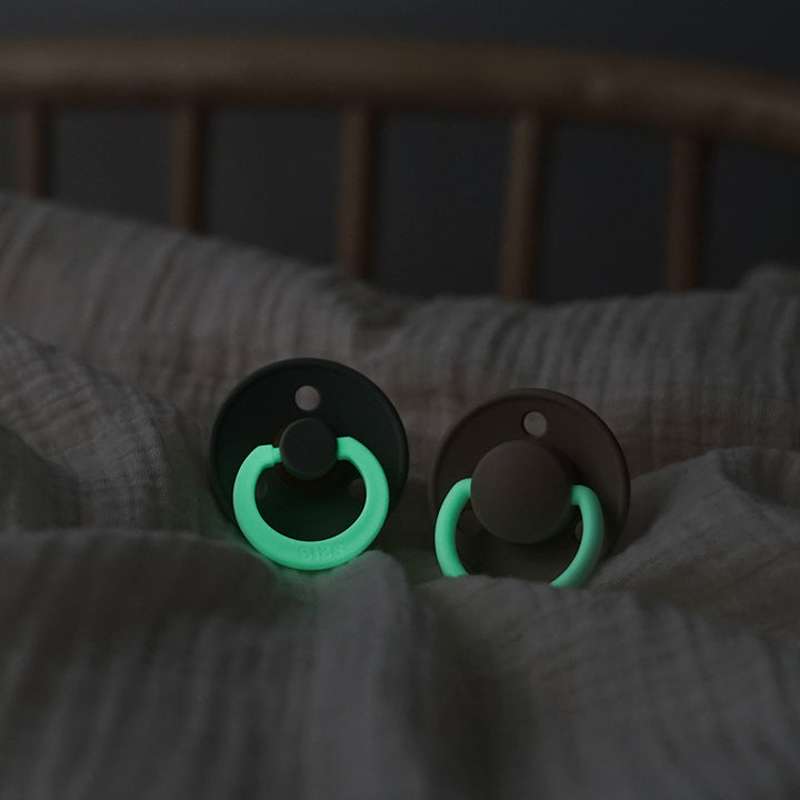 Bibs Anatomical Colour Pacifier - 2-Pack - sz. 2 - natural rubber - GLOW - Sage/Cloud 