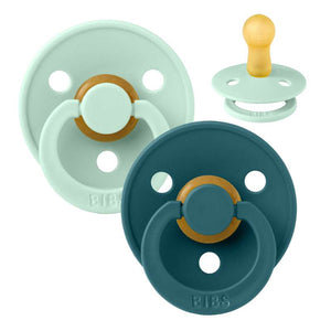 Chupete Bibs Redondo Colour - 2-Pack - t. 2 - caucho natural - Lago Forestal Nórdico Mint 