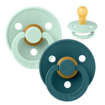 Chupete Bibs Redondo Colour - 2-Pak - t. 1 - caucho natural - Lago Forestal Nórdico Mint 