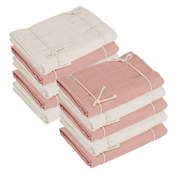 Naturebaby Organic Cloth Diapers/Mini Swaddle - 10-pack - Rose Cloud/White 