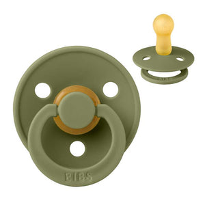 Bibs Round Colour Pacifier - sz. 2 - natural rubber - Olive 