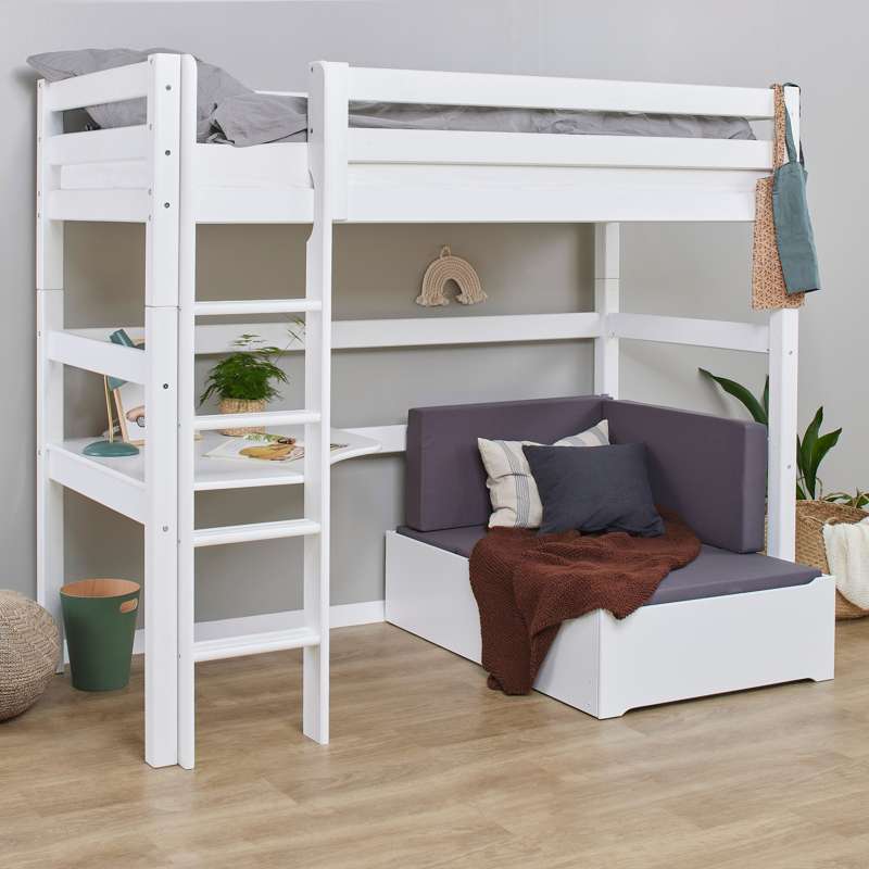 Hoppekids ECO Luxury - MEGA krevet s Lounge modulom i radnom površinom - 90x200 cm. - Bijela 