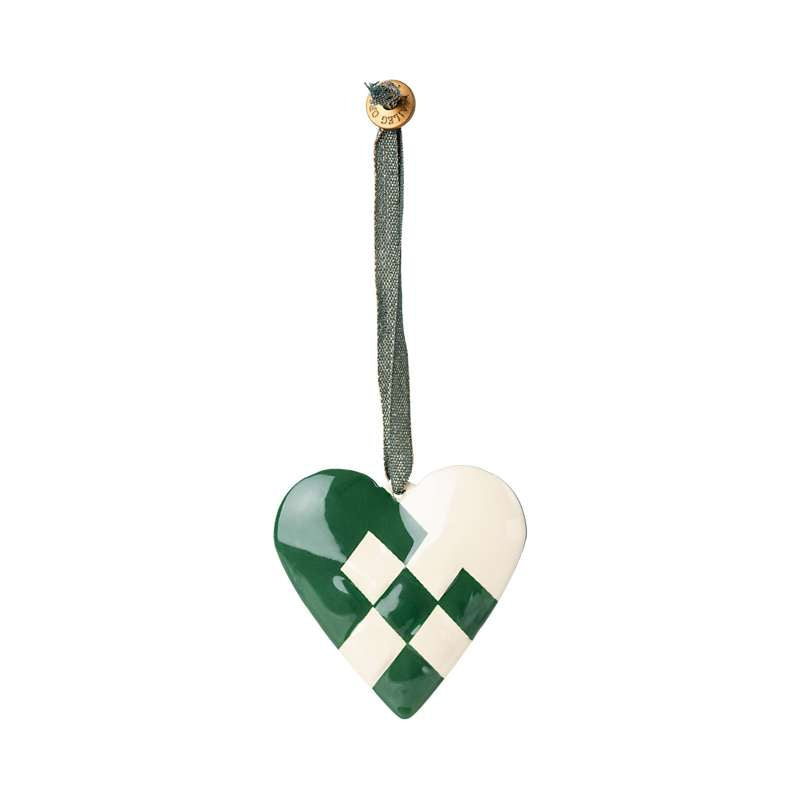 Maileg Ornamento di Natale in Metallo - Cuore Intrecciato - Verde Scuro (6 cm.) 