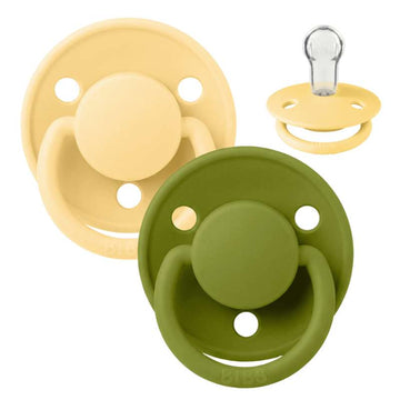 BIBS Rund De Lux Sut - 2-Pak - Onesize - Silikone - Pale Butter/Wasabi