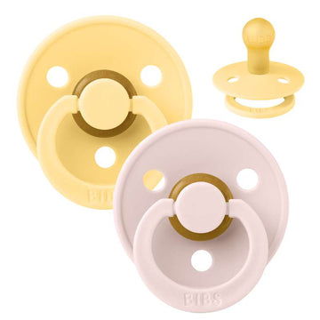 BIBS Rund Colour Sut - 2-Pak - Str. 1 - Naturgummi - Pale Butter/Petal