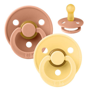 Chupete Bibs Redondo Colour - 2-Pack - t. 2 - caucho natural - Durazno/Mantequilla Pálida 