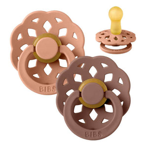 BIBS Rund Boheme Smokk - 2-Pak - Str. 2 - Naturgummi - Peach/Woodchuck