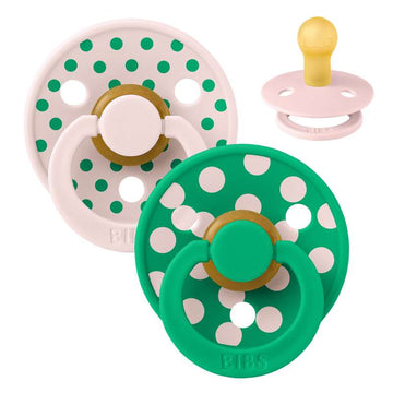 BIBS Runde Farbe schnuller - 2er-Pack - Gr. 1 - Naturkautschuk - Polka Studio - Petal/Cactus 