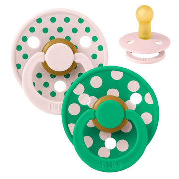 BIBS Rundfarbe schnuller - 2er-Pack - Gr. 2 - Naturkautschuk - Polka Studio - Petal/Cactus 