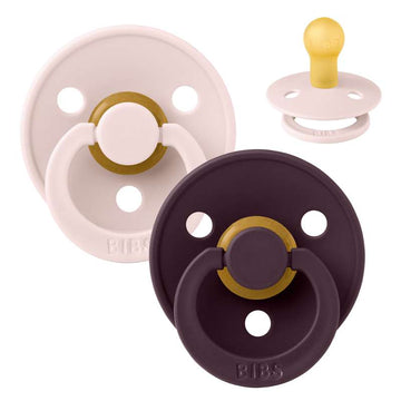 BIBS Rund Colour schnuller - 2er-Pack - Gr. 1 - Naturkautschuk - Petal/Plum 