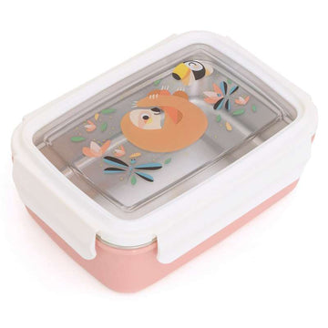 Petit Monkey Bento Lunch Box - Sloth & Dragon Flies - Melba Pink 