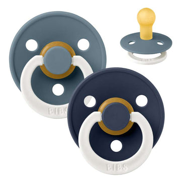 Bibs Rund Colour Schnuller - 2er-Pack - Gr. 1 - Naturkautschuk - GLOW - Petrol/Deep Space 