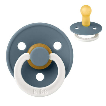 Sucette Bibs Rond Colour - t. 2 - caoutchouc naturel - GLOW - Pétrole 