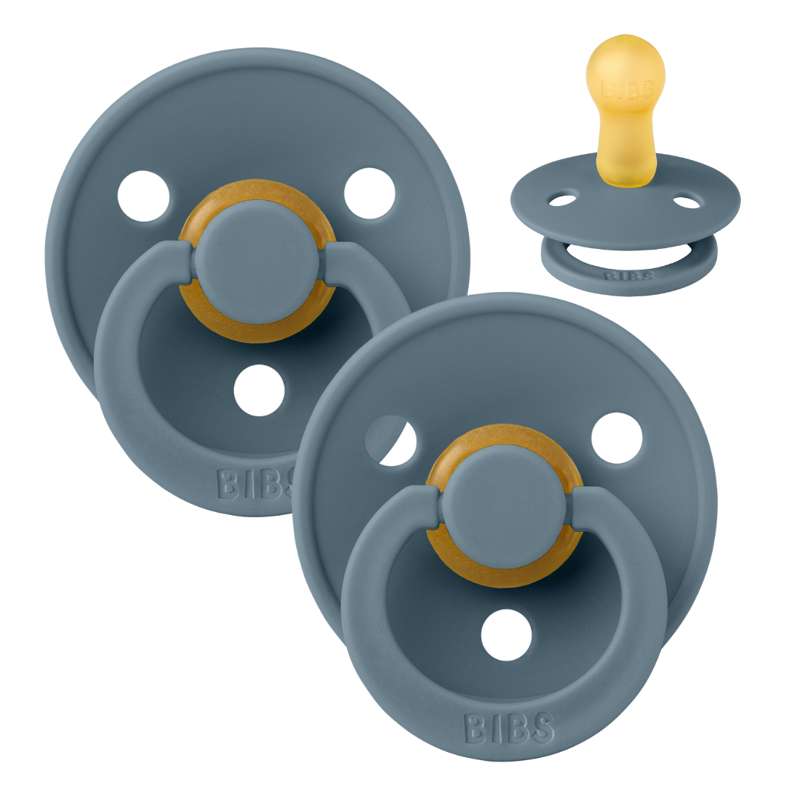 Bibs Round Colour Pacifier - 2-Pack - sz. 2 - natural rubber - Petrol/Petrol 