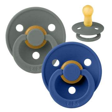 Bibs Στρογγυλή Colour Πιπίλα - 2-Πακέτο - μεγ. 2 - φυσικό καουτσούκ - Πεύκο/Καλαμπόκι 