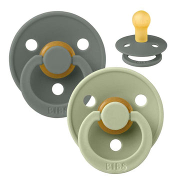 Bibs Ronde Colour Fopspeen - 2-Pack - mt. 1 - natuurrubber - Den/Salie 