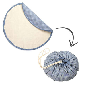 Play & Go Covor de depozitare 2 în 1 / Covor de joacă - Organic Grid - Albastru 