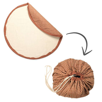 Play & Go Covor de depozitare - Organic Grid - Maro 