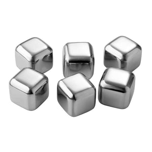 Pulito Cubetti di ghiaccio in acciaio - Mini elementi di raffreddamento / ghiaccio - Acciaio inossidabile - 6 pz. 