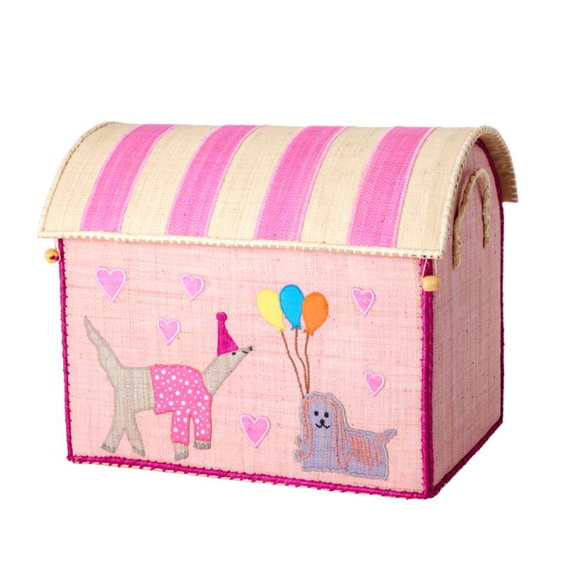 RICE Casa di Stoccaggio Raffia - Animale da Festa - Rosa Chiaro - Medio 