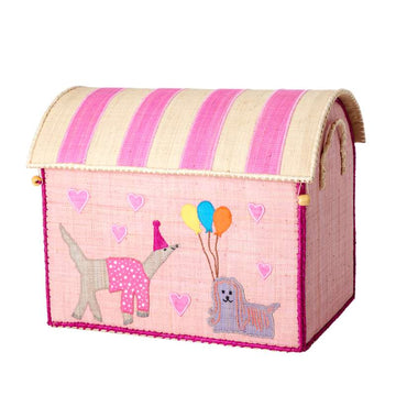 RICE Casa di Stoccaggio Raffia - Animale da Festa - Rosa Chiaro - Medio 