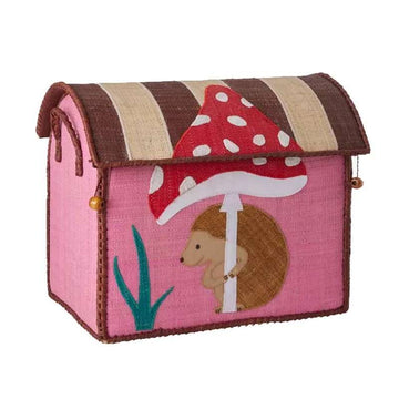 RICE Maison de rangement en raffia - Happy Forest - Petit 