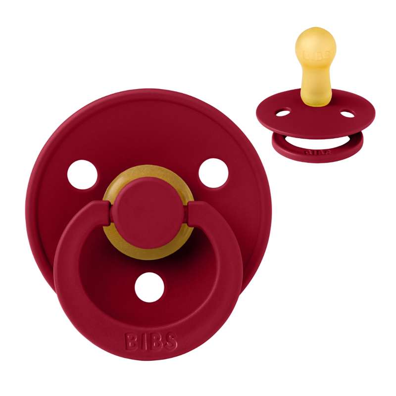 Sucette Bibs Rond Colour - t. 2 - caoutchouc naturel - Ruby 