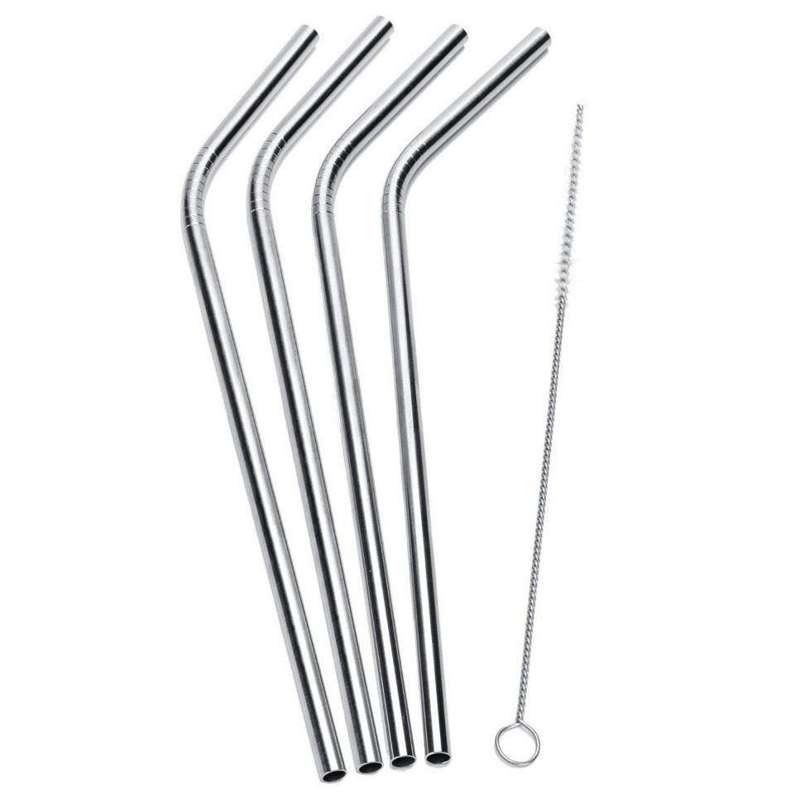 Pulito SteelStraw Стоманена сламка с четка - 4-Pack - с ъгъл - 22 см./6мм. 