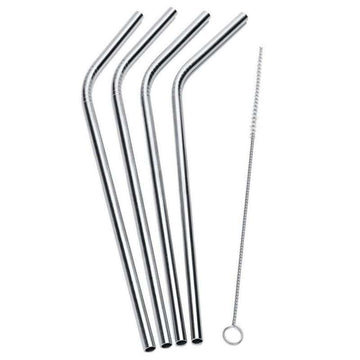 Pulito SteelStraw Стоманена сламка с четка - 4-Pack - с ъгъл - 22 см./6мм. 