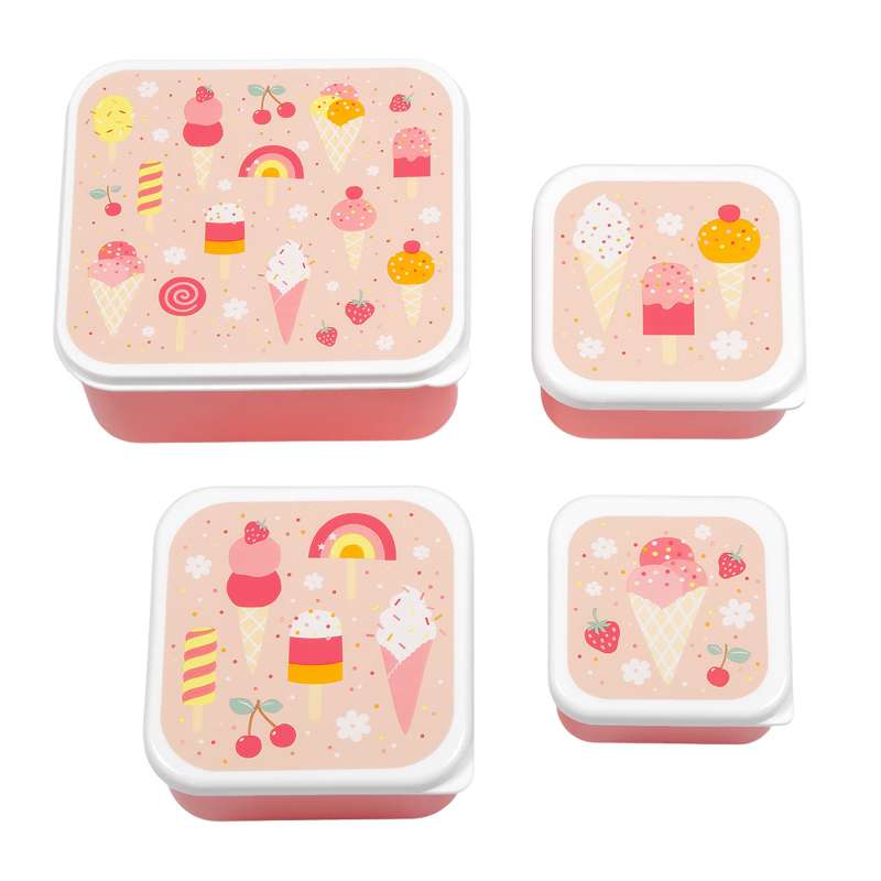 A Little Lovely Company Lunchbox - en snackbox set - 4 stuks - IJs 