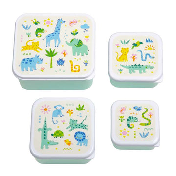 A Little Lovely Company Lunchbox and Snack Box Set - 4 pcs. - Jungle 