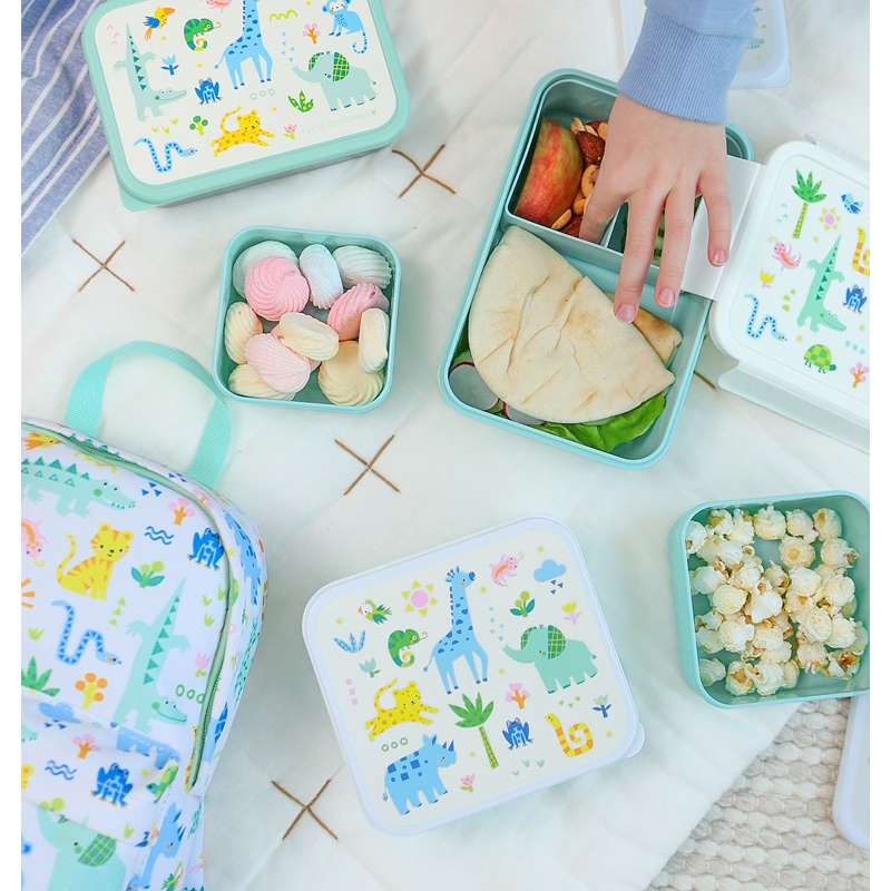 A Little Lovely Company Lunchbox and Snack Box Set - 4 pcs. - Jungle 