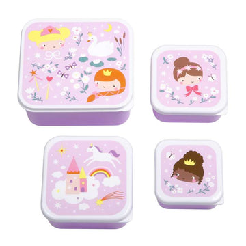 A Little Lovely Company Brotdose- und Snackbox-Set - 4 Stk. - Princesses 