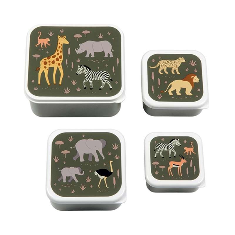 A Little Lovely Company Lunchbox - and Snack Box Set - 4 pcs. - Savanna 