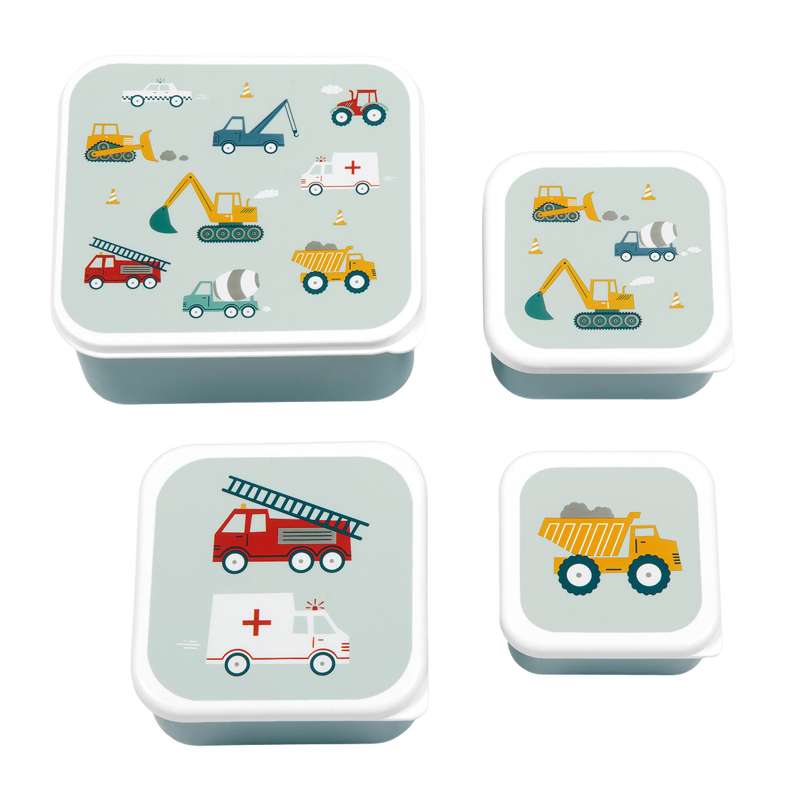 A Little Lovely Company Lunchbox - and Snack Box Set - 4 pcs. - Vehicles 